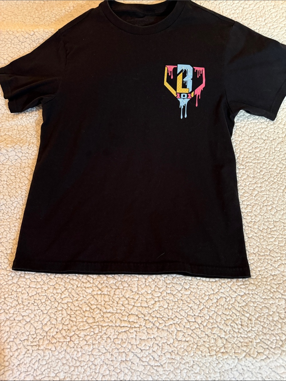 Baseball Lifestyle 101 Kids Black Graphic Tee Multicolor Drip Logo Size Y Large